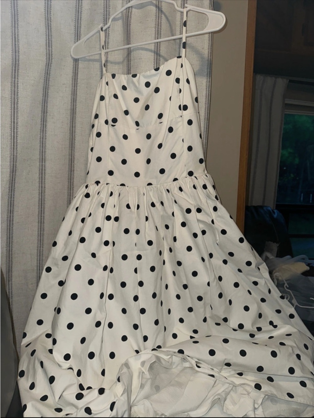 Vintage White Dress with Black Polka Dots